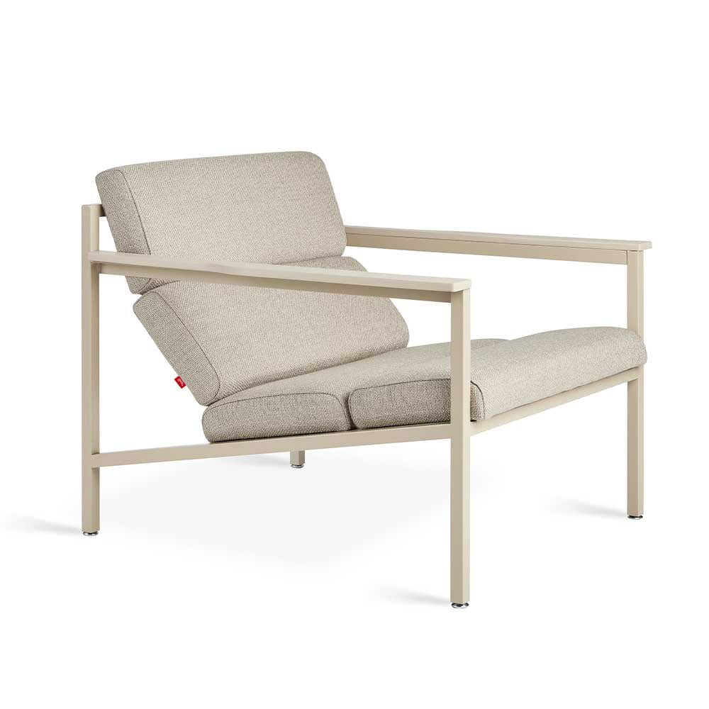 Gus* Modern Halifax, fauteuil incliné, en acier, bois et tissu, andorra almond / latte