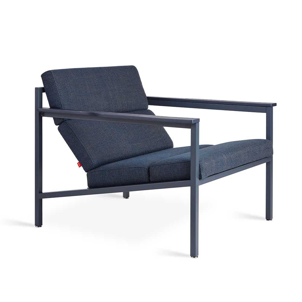 Gus* Modern Halifax, fauteuil incliné, en acier, bois et tissu, hanson navy / atlantic