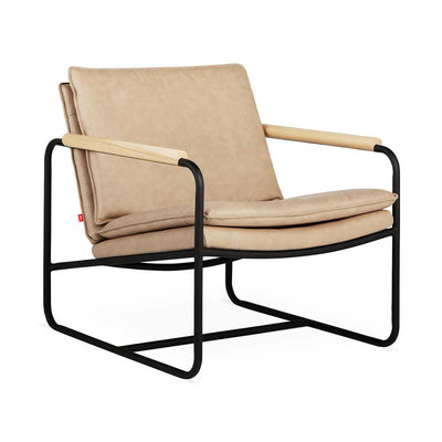Gus* Modern Kelso, fauteuil, en métal et nubuck, lariat savannah, frêne