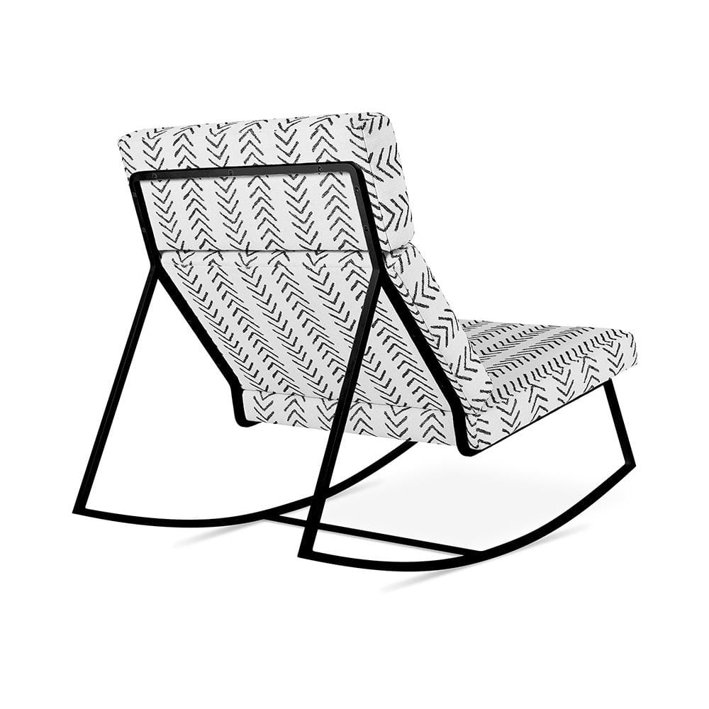 Gus* Modern GT Rocker, chaise berçante, en métal et tissu, lino birch, noir