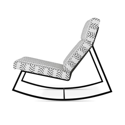 Gus* Modern GT Rocker, chaise berçante, en métal et tissu, lino birch, noir