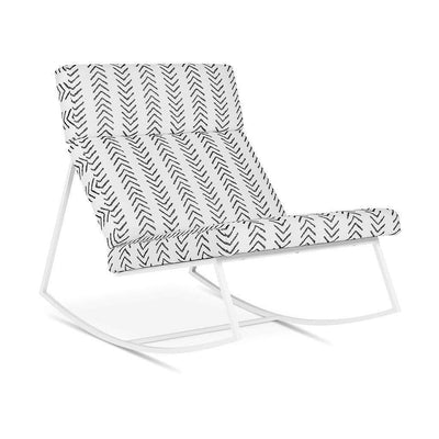 Gus* Modern GT Rocker, chaise berçante, en métal et tissu, lino birch, blanc