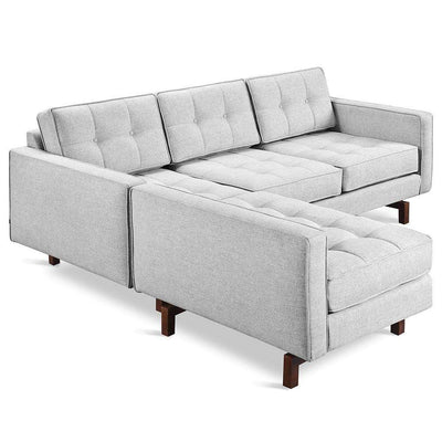 Gus* Modern Jane loft 2, sofa bi-sectionnel, en bois et tissu, bayview silver, noyer