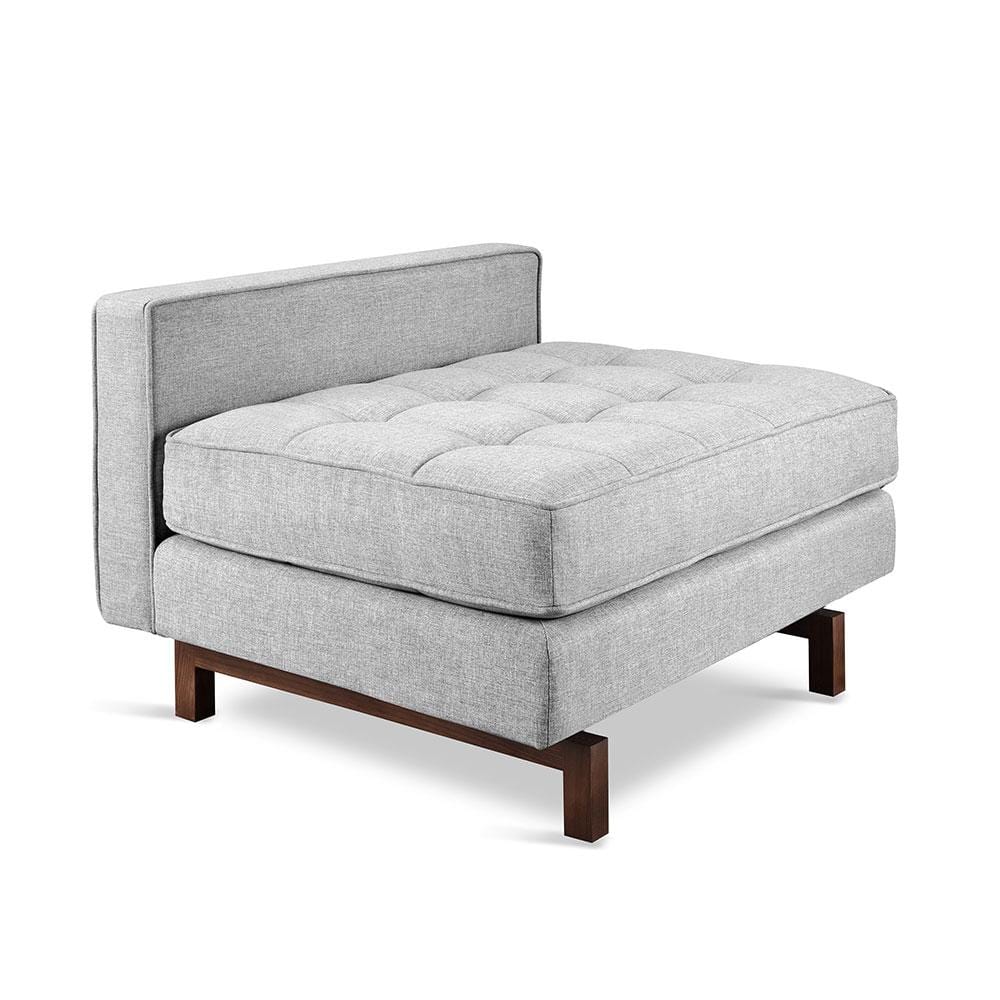 Gus* Modern Jane Lounge 2, sofa sans accoudoirs, en bois et tissu, bayview silver, noyer