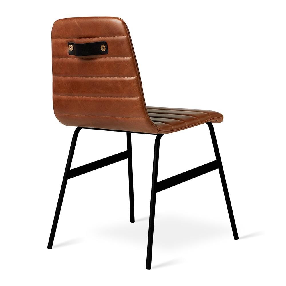 Gus* Modern lecture, chaise rembourrée, en cuir et métal, cuir brun