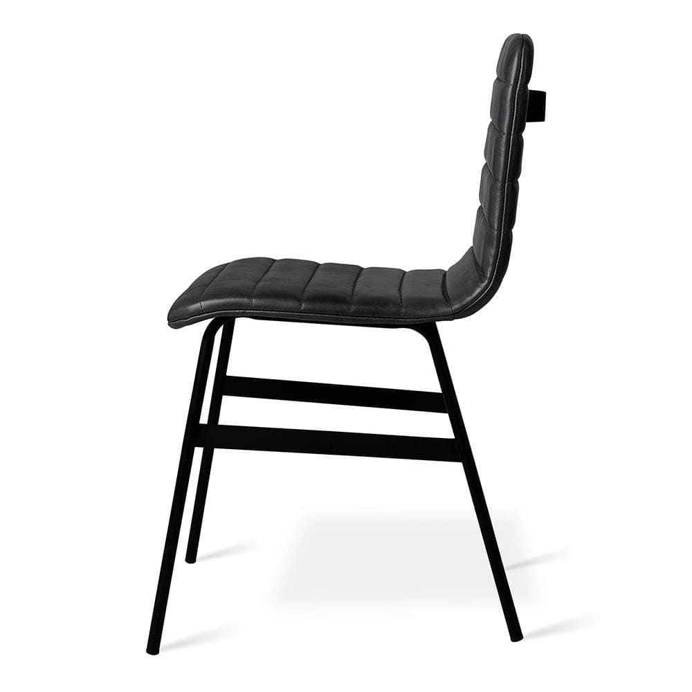 Gus* Modern lecture, chaise rembourrée, en cuir et métal, cuir noir