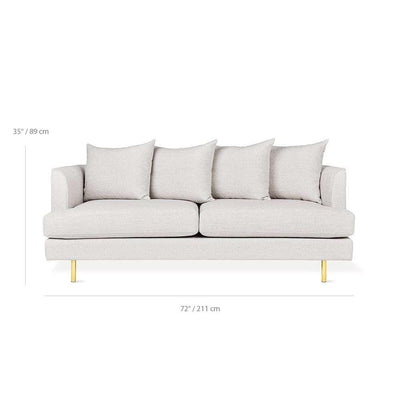 Gus* Modern Margot, sofa 2 places avec choix des pieds, en métal et tissu, dimensions