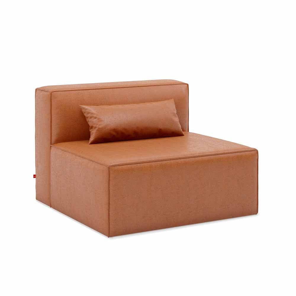 Gus* Modern Mix Modular 1, fauteuil, en bois et tissu, cuir vegan cognac