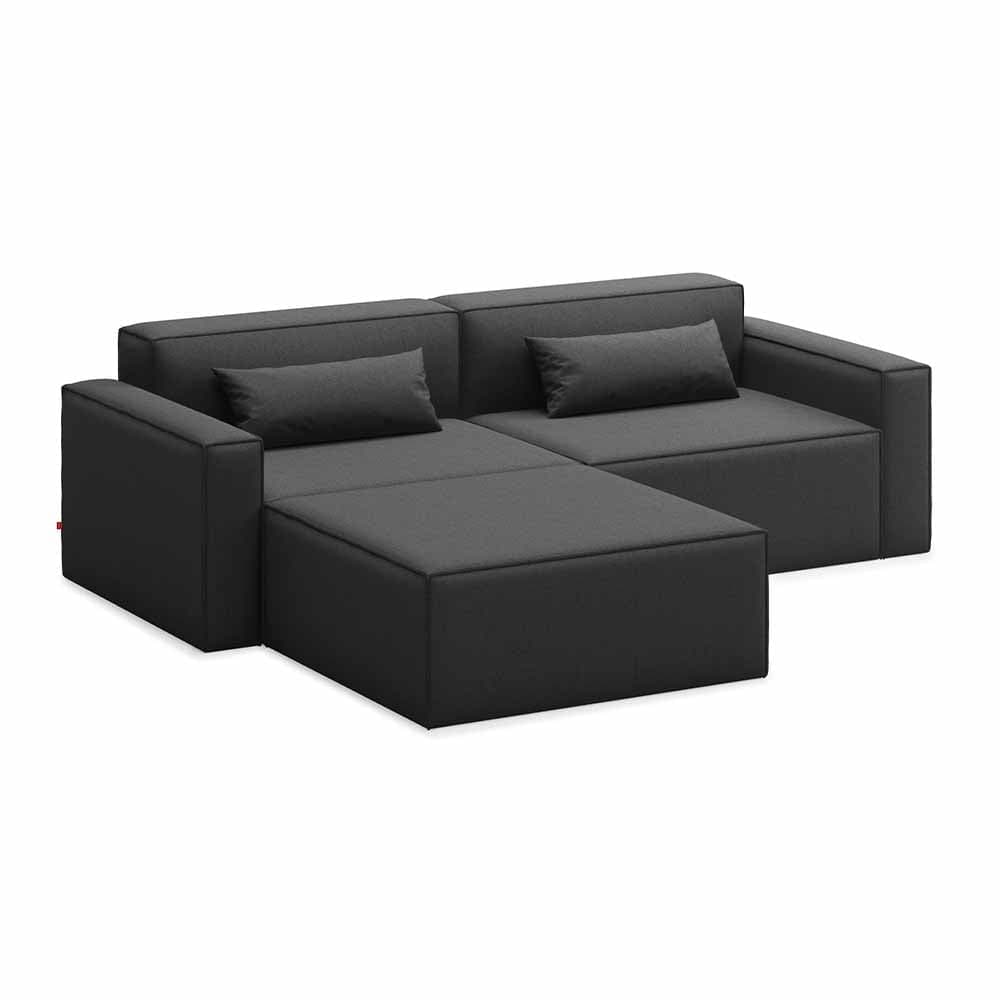 Gus* Modern Mix Modular 3, sofa sectionnel modulaire 3 places, en bois et tissu, mowat raven