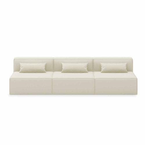 Gus* Modern Mix Modular 3, sofa modulaire 3 places, en bois et tissu, mowat sand