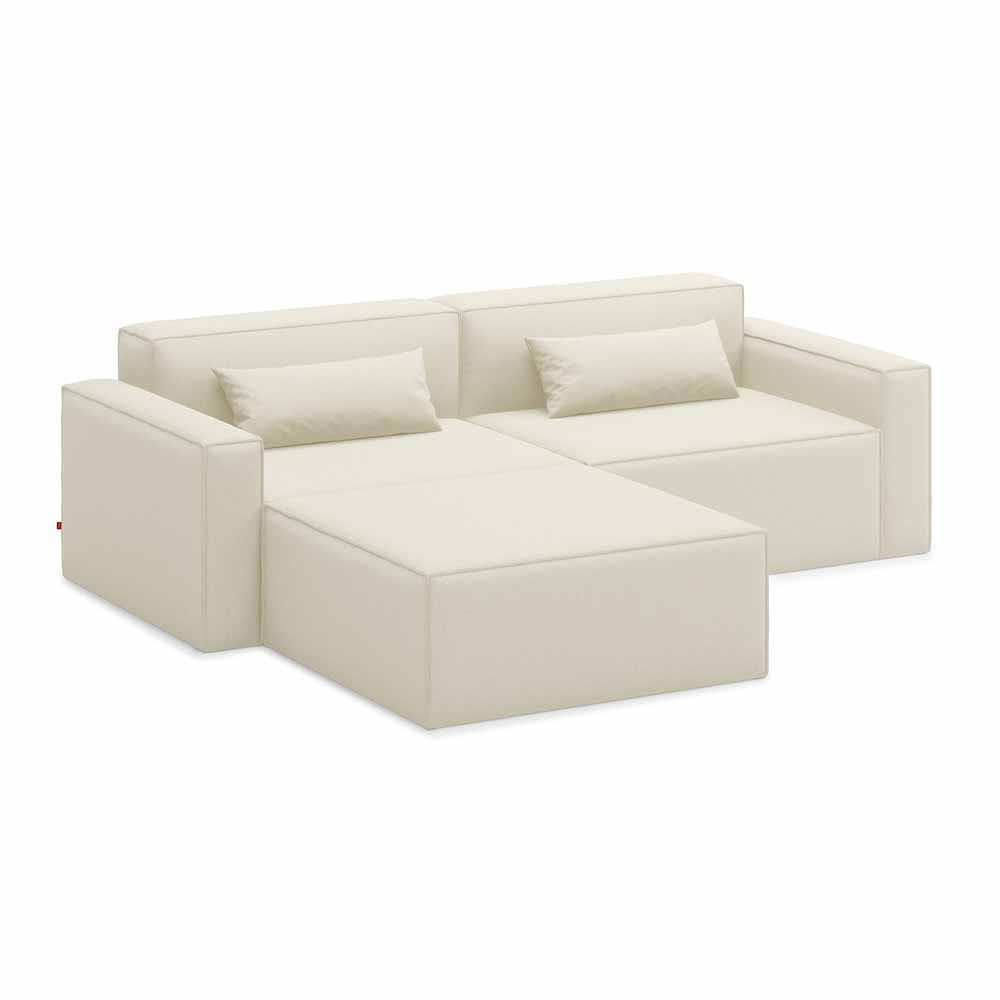 Gus* Modern Mix Modular 3, sofa sectionnel modulaire 3 places, en bois et tissu, mowat sand