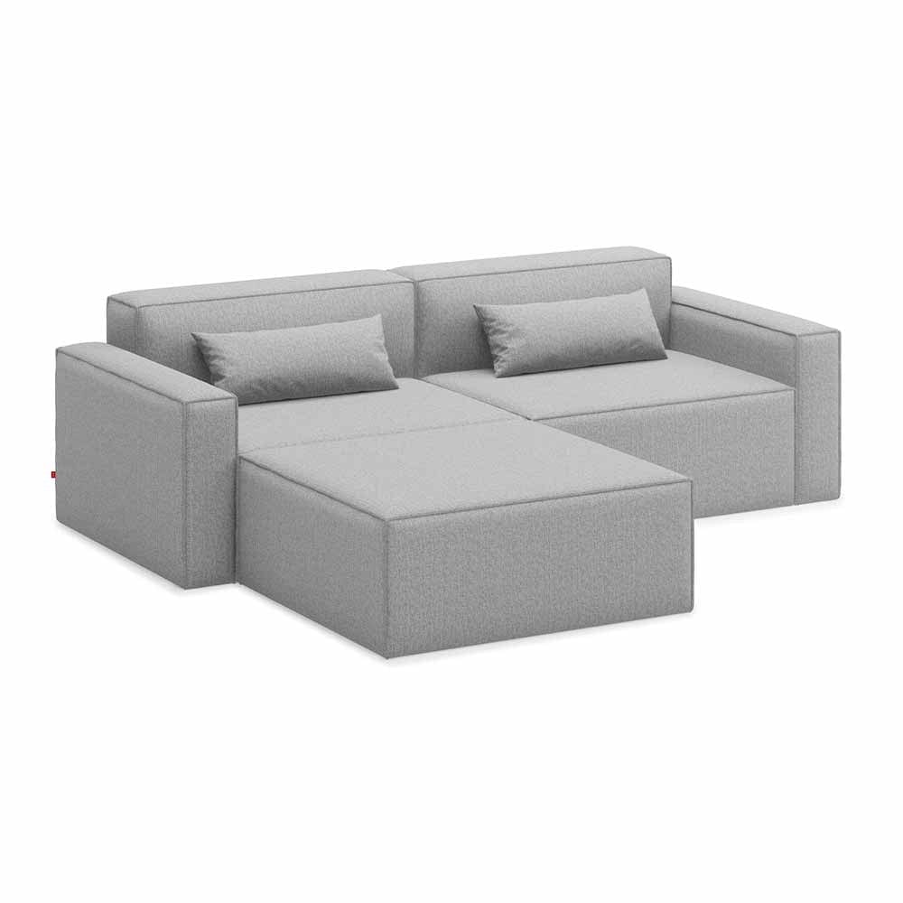 Gus* Modern Mix Modular 3, sofa sectionnel modulaire 3 places, en bois et tissu, parliament stone