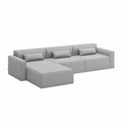 Gus* Modern Mix Modular 4, sofa modulaire 4 places, en bois et tissu, parliament stone