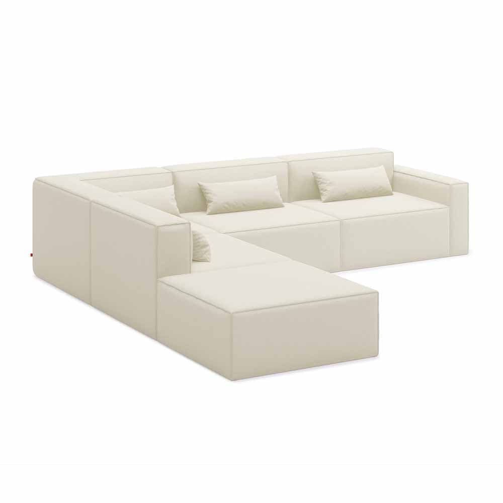 Gus* Modern Mix Modular 5, sofa modulaire 5 places, en bois et tissu, mowat sand, gauche