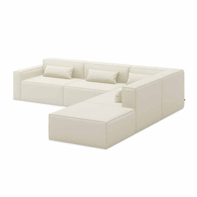 Gus* Modern Mix Modular 5, sofa modulaire 5 places, en bois et tissu, mowat sand, droit