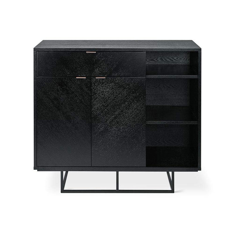 Gus* Modern Myles, cabinet avec tiroir et rangements ouverts, en bois, noir