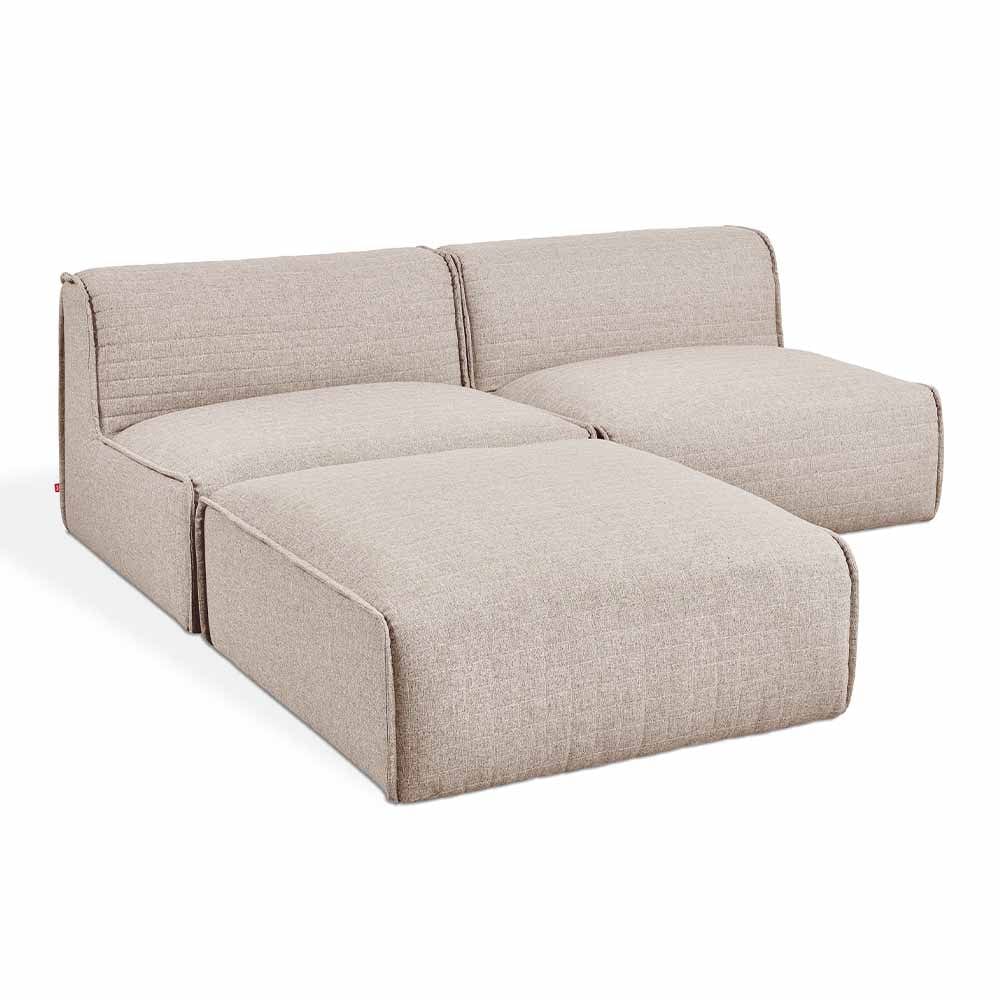 Gus* Modern Nexus, sofa composé d'ottoman et de fauteuil large modulable, en tissu, parliament coffee