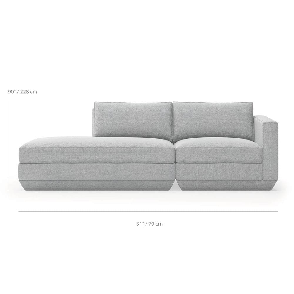 Gus* Modern Podium 2, sofa lounge 2 places, en bois et tissu, dimensions