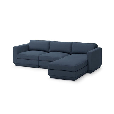 Gus* Modern Podium 4, sofa sectionnel, en bois et tissu, hanson navy, droite