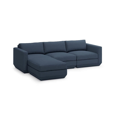 Gus* Modern Podium 4, sofa sectionnel, en bois et tissu, hanson navy, gauche