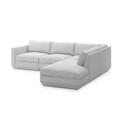 Gus* Modern Podium 4, sofa lounge 4 places, en bois et tissu, bayview silver, droite