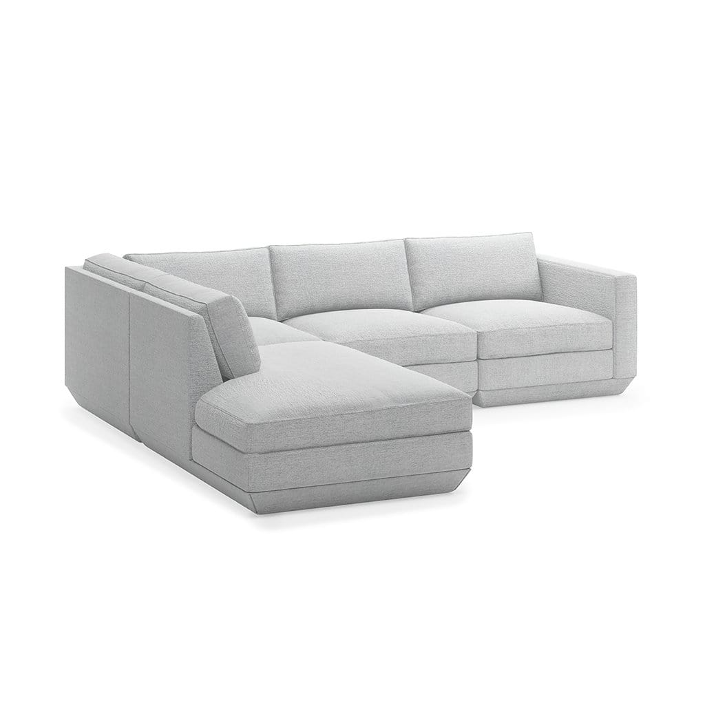 Gus* Modern Podium 4, sofa lounge 4 places, en bois et tissu, bayview silver, gauche