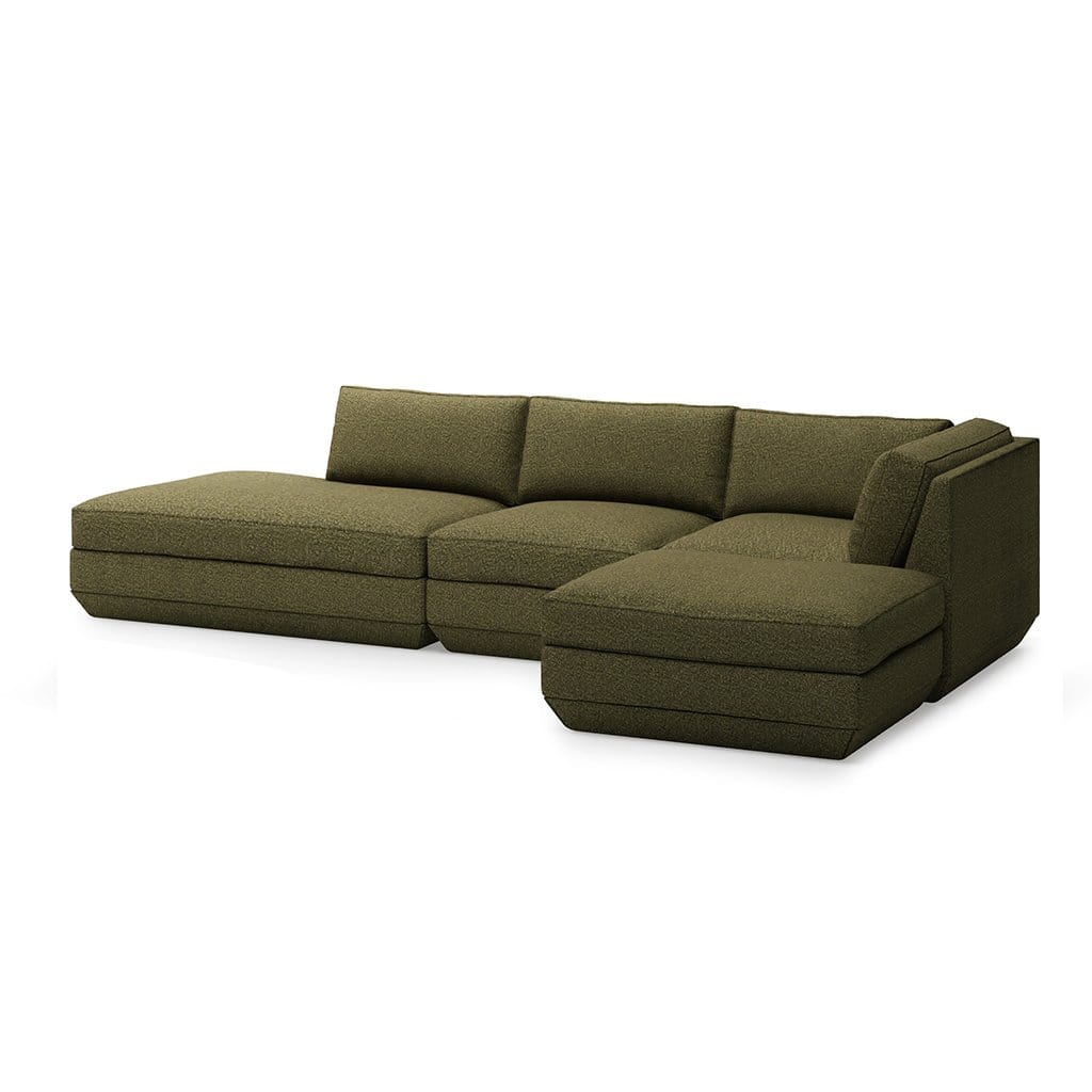 Gus* Modern Podium 4, sofa sectionnel lounge et ottoman, en bois et tissu, copenhagen terra, droite