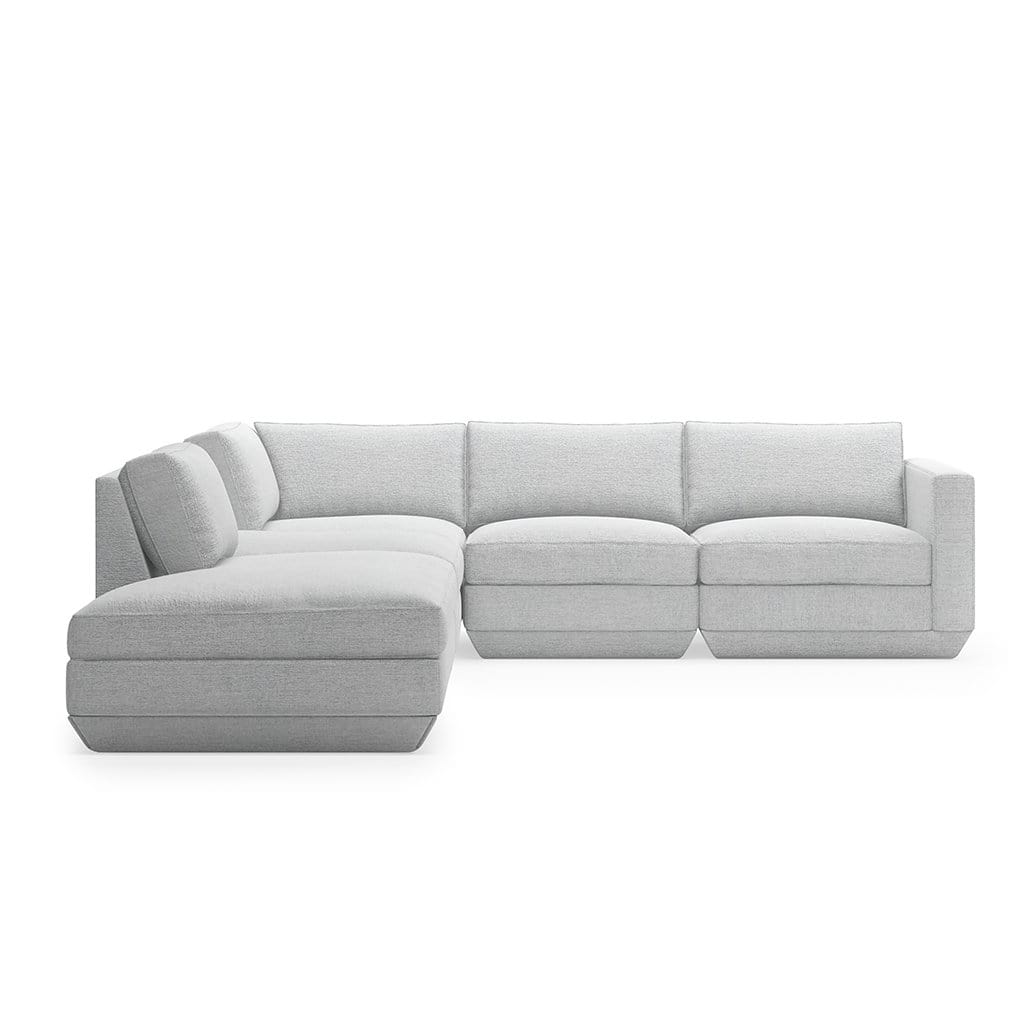 Gus* Modern Podium 5, sofa lounge 5 places, en bois et tissu, bayview silver, gauche