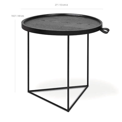 Gus* Modern Porter, table d’appoint avec un plateau rond, en bois et métal, dimensions