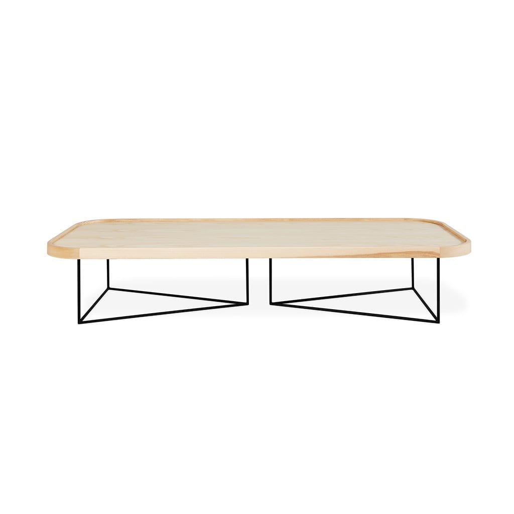 Gus* Modern Porter, table à café rectangulaire avec coins arrondis, en bois et métal, frêne blond