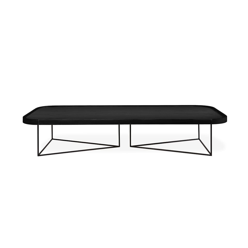 Gus* Modern Porter, table à café rectangulaire avec coins arrondis, en bois et métal, frêne noir