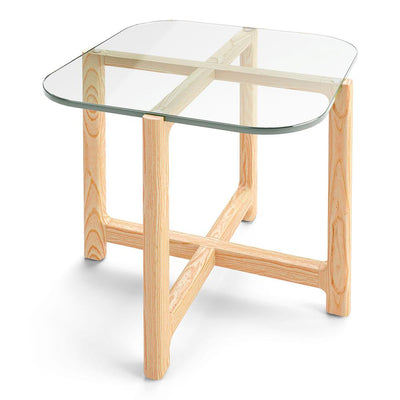 Gus* Modern Quarry, table d’appoint, en bois et verre, verre transparent, frêne