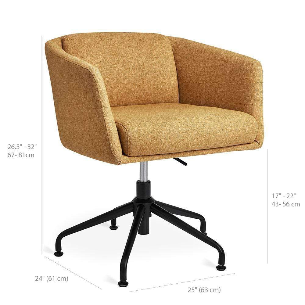 Gus* Modern Radius, chaise de bureau rembourrée, en tissu et métal, dimensions