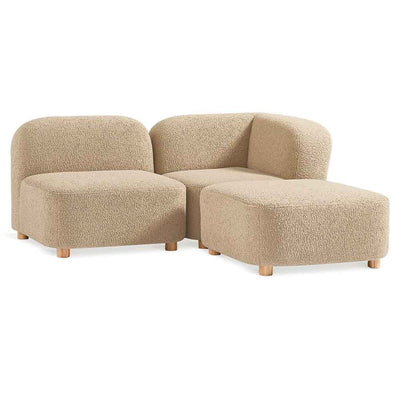 Gus* Modern Circuit Modular 3, sofa modulable aux coins arrondis, en bois et tissu, himalaya dune