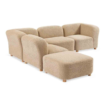 Gus* Modern Circuit Modular 5, sofa modulable aux coins arrondis, en bois et tissu, himalaya dune