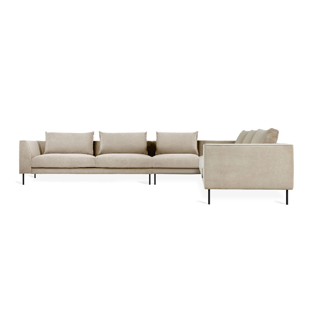 Gus* Modern Renfrew XL, sofa sectionnel de grande taille, en tissu et métal, merino mocha, droit