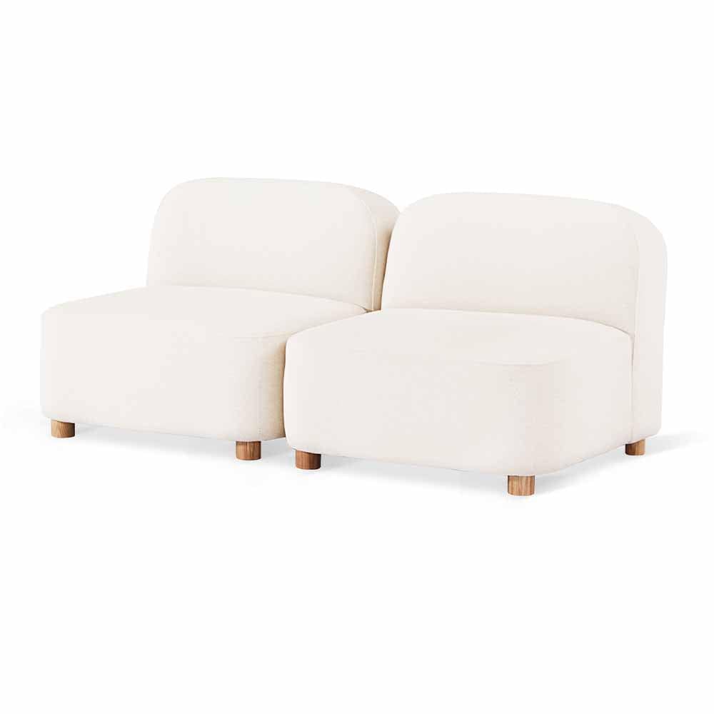 Gus* Modern Circuit Modular 2, sofa modulable aux coins arrondis, en bois et tissu, merino cream