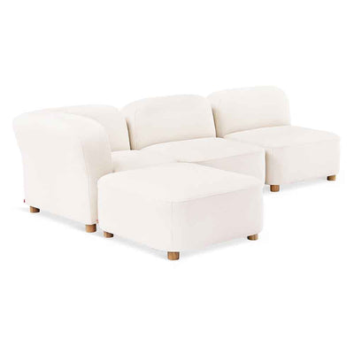 Gus* Modern Circuit Modular 4, sofa modulable aux coins arrondis, en bois et tissu, merino cream