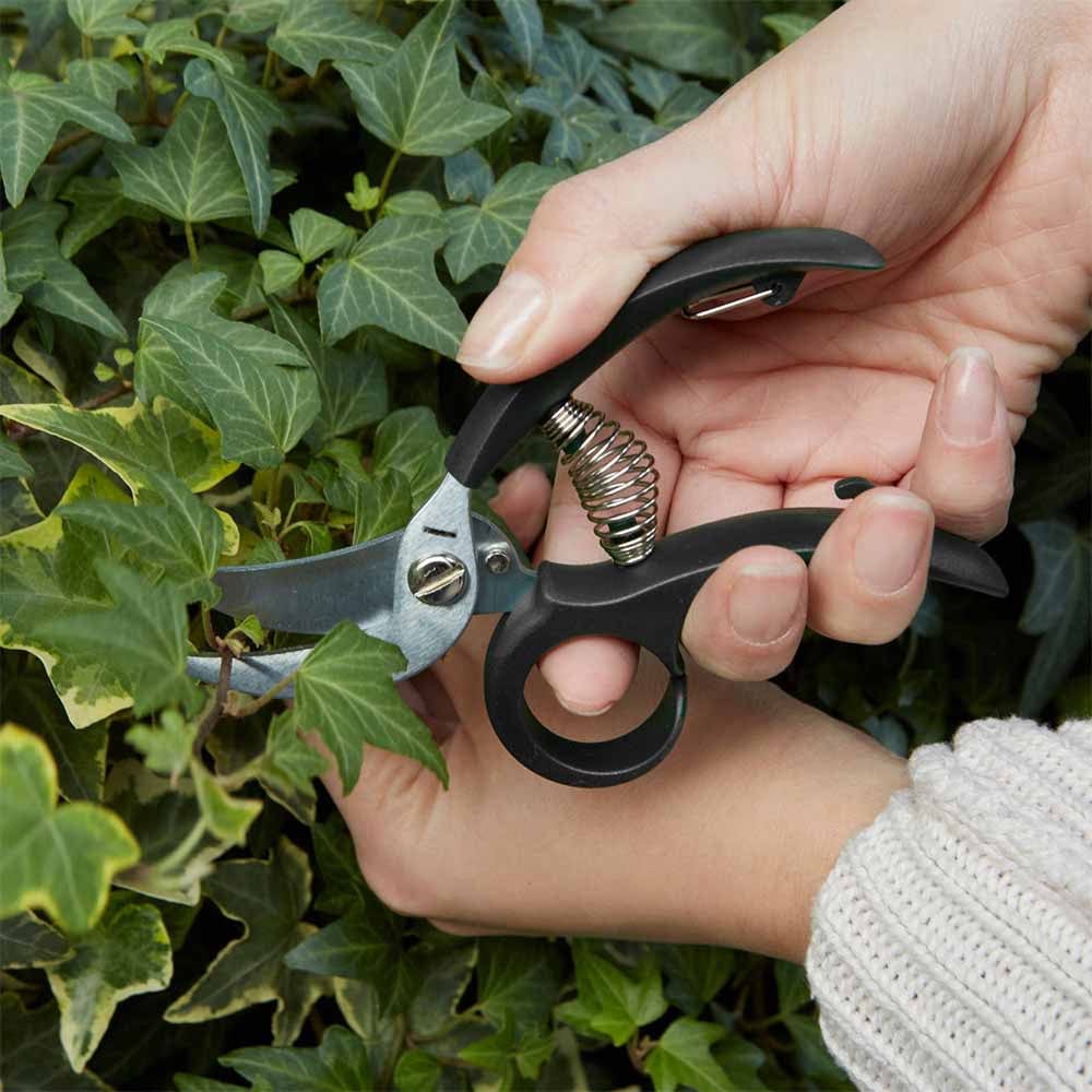 Ces ciseaux de jardinage, par Kikkerland, sont dotés d'un ressort de tension qui s'ouvre et se ferme automatiquement au fur et à mesure que vous coupez. Parfait pour couper, tailler et entretenir le jardin.