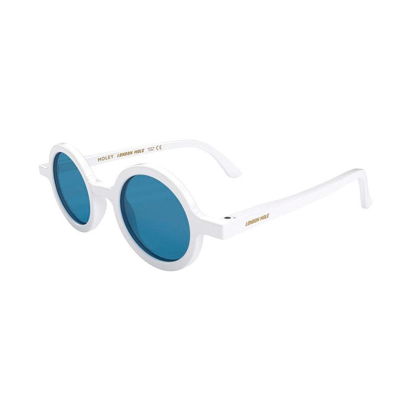 London Mole Moley, lunettes de soleil, en polycarbonate, blanc mat / bleu
