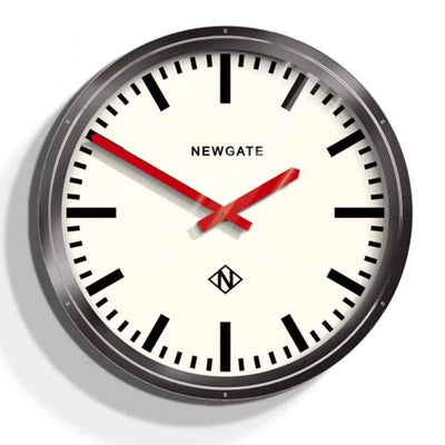 Newgate Metropolitan, grande horloge murale, en métal et verre, chrome
