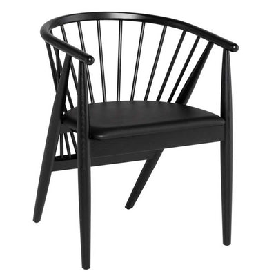 Nuevo Danson, chaise de salle à manger avec accoudoirs, en cuir artificiel et bois, noir