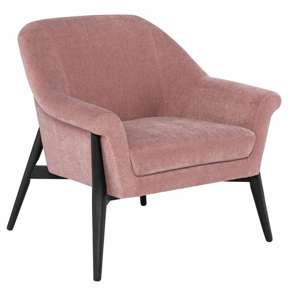 Nuevo Charlize, fauteuil, en tissu et bois, rose poussière