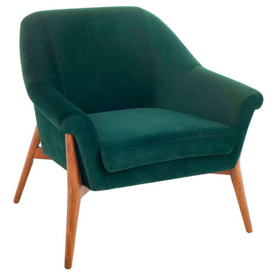 Nuevo Charlize, fauteuil, en tissu et bois, vert émeraude