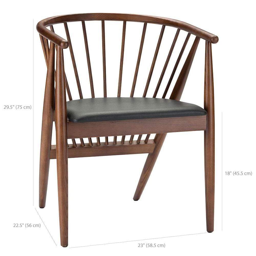 Nuevo Danson, chaise de salle à manger avec accoudoirs, en cuir artificiel et bois, dimensions