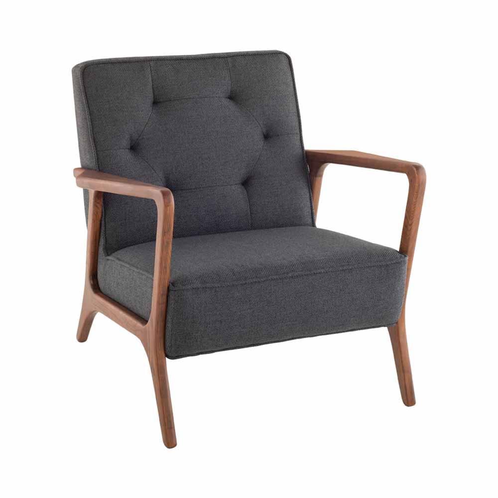 Nuevo Eloise, fauteuil, en tissu et bois, gris tempête