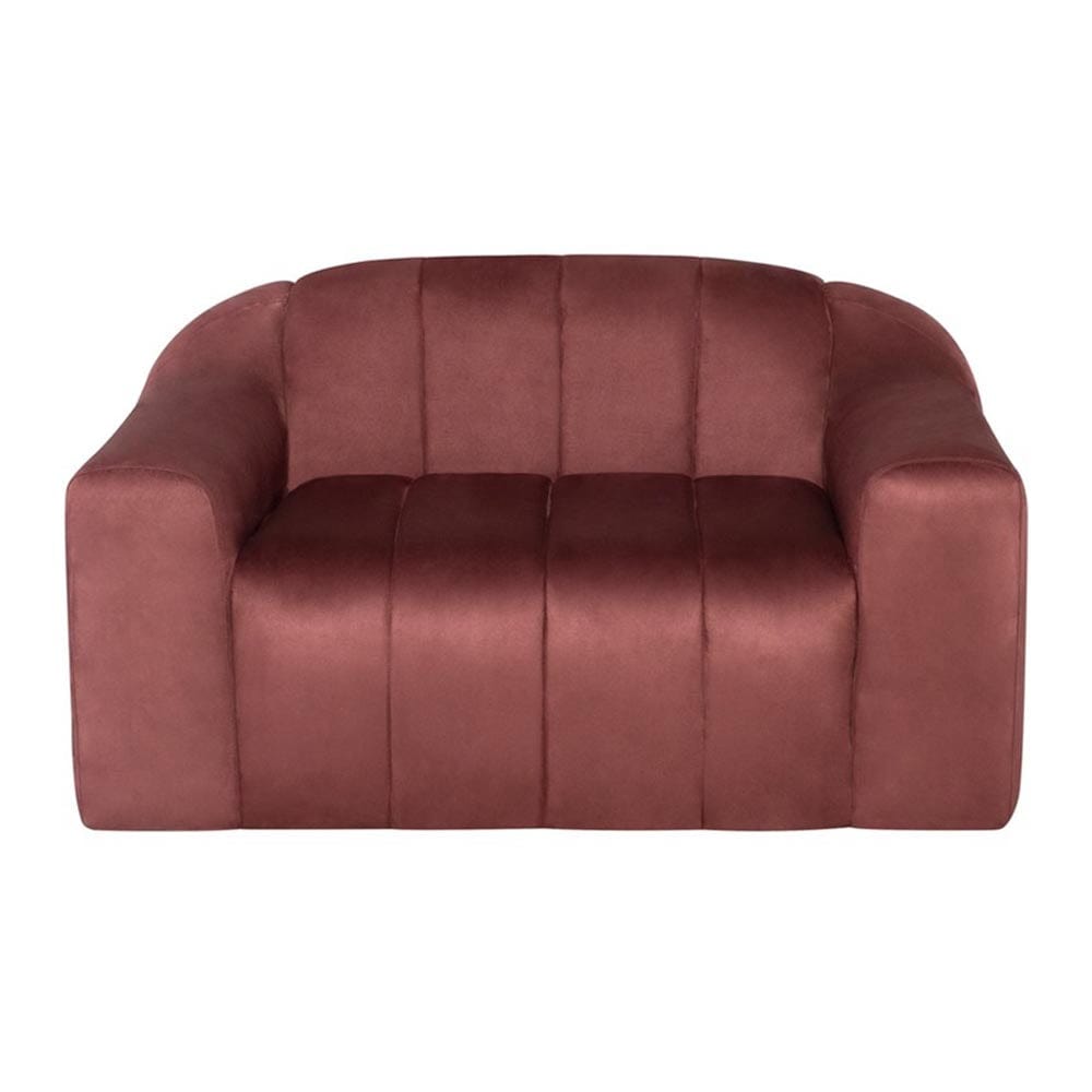 Nuevo Coraline, large fauteuil cannelé, en tissu suede ou lin, chianti microsuede