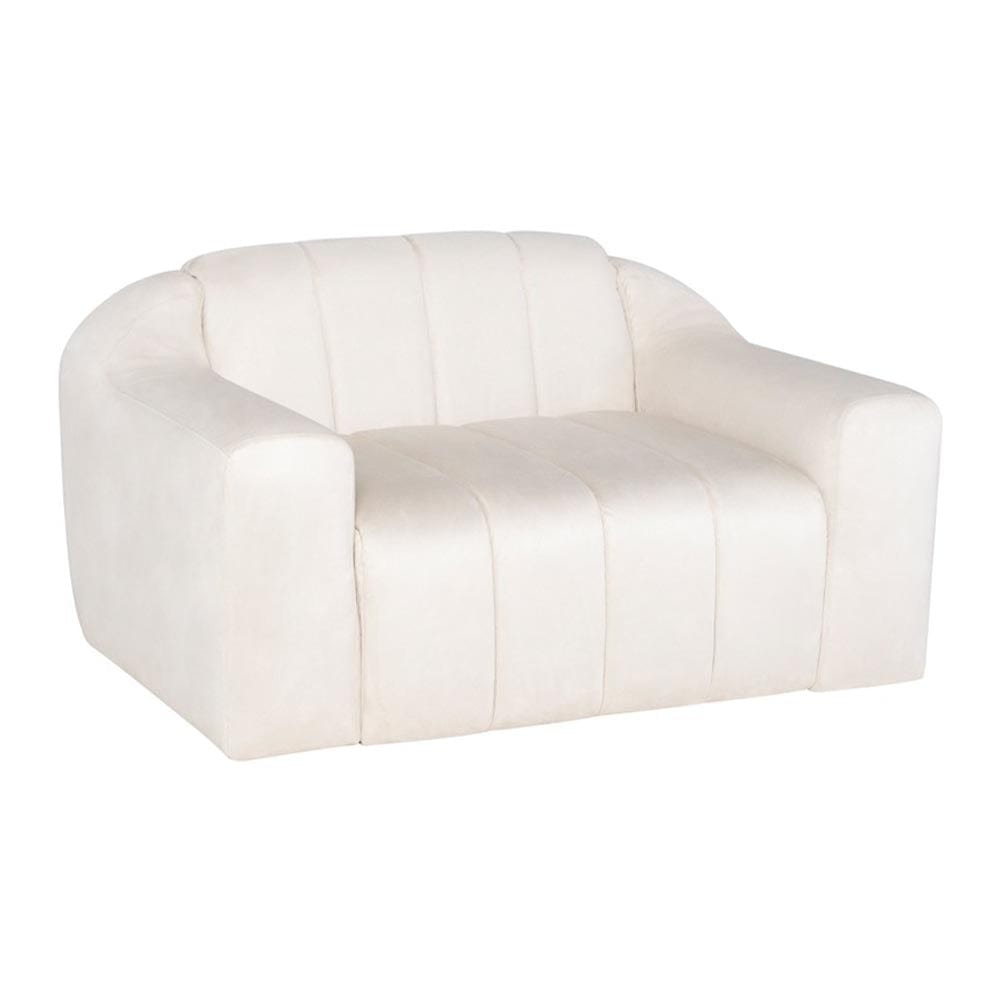 Nuevo Coraline, large fauteuil cannelé, en tissu suede ou lin, champagne microsuede