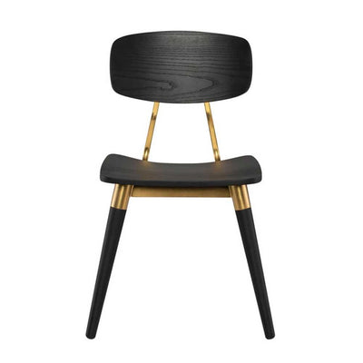 La chaise Scholar de Nuevo réinterprète le style vintage avec une approche moderne. Métal et chêne, ou chêne et cuir artificiel, cette chaise allie charme rétro et confort contemporain.