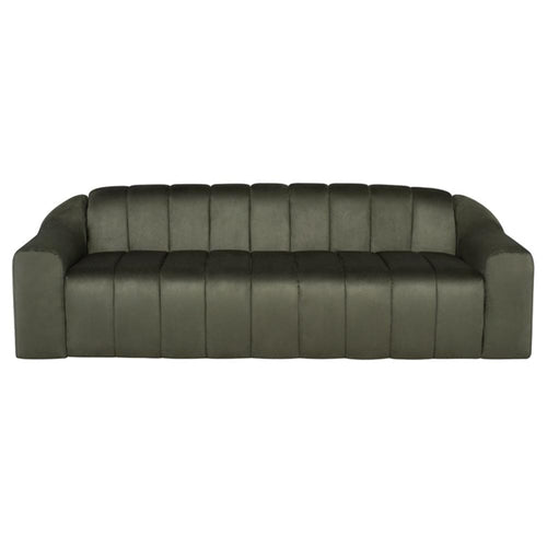 Nuevo Coraline, sofa cannelé, en tissu suede ou lin, sage microsuede